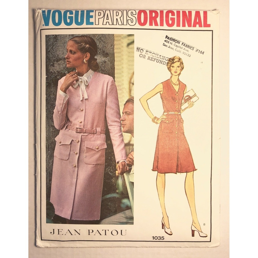 VTG Vogue Paris Original 1035 Pattern Jean Patou Size 12 Factory Folded